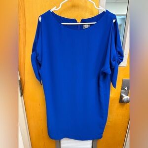 Vince Camuto Royal Blue Cold-Shoulder Blouse